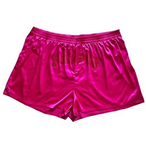 Skims Hot Pink Satin Rhinestone Logo Shorts 4X